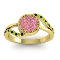 Pink Tourmaline Fashion Ring In 14k Yellow Gold With Black Onyx And Peridot – Ainka Statement Ring