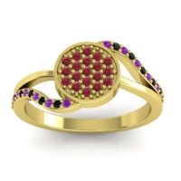 Ruby Fashion Ring In 14k Yellow Gold With Amethyst And Black Onyx – Ainka Statement Ring
