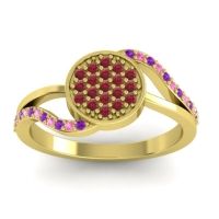 Ruby Fashion Ring In 14k Yellow Gold With Amethyst And Pink Tourmaline – Ainka Statement Ring