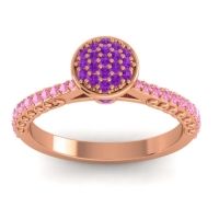 Amethyst Fashion Ring In 14K Rose Gold With Pink Tourmaline – Havya Statement Ring