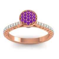 Amethyst Fashion Ring In 14K Rose Gold With Blue Sapphire And Aquamarine – Havya Statement Ring