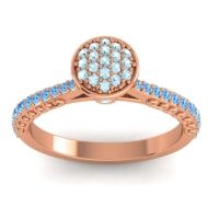Aquamarine Fashion Ring In 14K Rose Gold With Swiss Blue Topaz – Havya Statement Ring