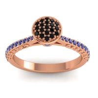 Black Onyx Fashion Ring In 14K Rose Gold With Blue Sapphire – Havya Statement Ring