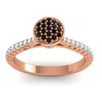 Black Onyx Fashion Ring In 14K Rose Gold With Swiss Blue Topaz And Aquamarine – Havya Statement Ring