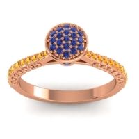 Blue Sapphire Fashion Ring In 14K Rose Gold With Citrine – Havya Statement Ring