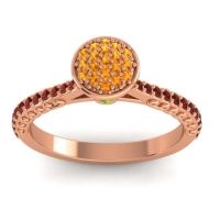 Citrine Fashion Ring In 14K Rose Gold With Peridot And Garnet – Havya Statement Ring