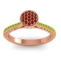 Garnet Fashion Ring In 14K Rose Gold With Aquamarine And Peridot – Havya Statement Ring