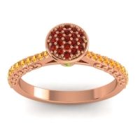 Garnet Fashion Ring In 14K Rose Gold With Peridot And Citrine – Havya Statement Ring