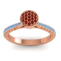 Garnet Fashion Ring In 14K Rose Gold With Pink Tourmaline And Swiss Blue Topaz – Havya Statement Ring