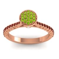 Peridot Fashion Ring In 14K Rose Gold With Aquamarine And Garnet – Havya Statement Ring