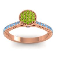 Peridot Fashion Ring In 14K Rose Gold With Blue Sapphire And Swiss Blue Topaz – Havya Statement Ring