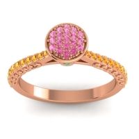 Pink Tourmaline Fashion Ring In 14K Rose Gold With Emerald And Citrine – Havya Statement Ring