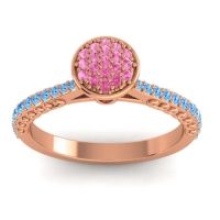 Pink Tourmaline Fashion Ring In 14K Rose Gold With Garnet And Swiss Blue Topaz – Havya Statement Ring