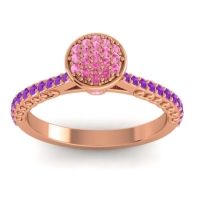 Pink Tourmaline Fashion Ring In 14K Rose Gold With Amethyst – Havya Statement Ring