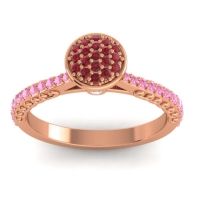 Ruby Fashion Ring In 18K Rose Gold With Diamond And Pink Tourmaline – Havya Statement Ring