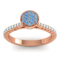 Swiss Blue Topaz Fashion Ring In 14K Rose Gold With Aquamarine – Havya Statement Ring