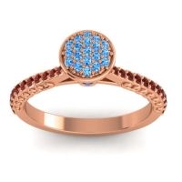 Swiss Blue Topaz Fashion Ring In 14K Rose Gold With Blue Sapphire And Garnet – Havya Statement Ring
