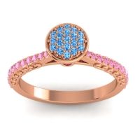 Swiss Blue Topaz Fashion Ring In 14K Rose Gold With Garnet And Pink Tourmaline – Havya Statement Ring