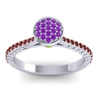 Amethyst Fashion Ring In 14k White Gold With Peridot And Garnet – Havya Statement Ring