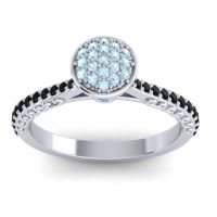 Aquamarine Fashion Ring In 14k White Gold With Swiss Blue Topaz And Black Onyx – Havya Statement Ring