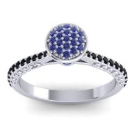Blue Sapphire Fashion Ring In 14k White Gold With Black Onyx – Havya Statement Ring