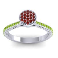 Garnet Fashion Ring In 14k White Gold With Aquamarine And Peridot – Havya Statement Ring
