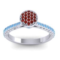 Garnet Fashion Ring In 14k White Gold With Swiss Blue Topaz – Havya Statement Ring