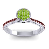 Peridot Fashion Ring In 14k White Gold With Black Onyx And Garnet – Havya Statement Ring