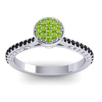 Peridot Fashion Ring In 14k White Gold With Diamond And Black Onyx – Havya Statement Ring