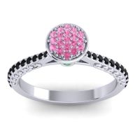 Pink Tourmaline Fashion Ring In 18k White Gold With Emerald And Black Onyx – Havya Statement Ring