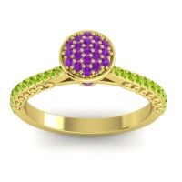 Amethyst Fashion Ring In 14k Yellow Gold With Peridot – Havya Statement Ring