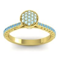 Aquamarine Fashion Ring In 14k Yellow Gold With Diamond And Swiss Blue Topaz – Havya Statement Ring