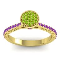 Peridot Fashion Ring In 14k Yellow Gold With Amethyst – Havya Statement Ring