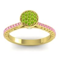 Peridot Fashion Ring In 14k Yellow Gold With Aquamarine And Pink Tourmaline – Havya Statement Ring
