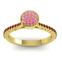 Pink Tourmaline Fashion Ring In 14k Yellow Gold With Aquamarine And Garnet – Havya Statement Ring