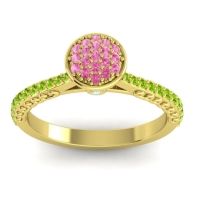 Pink Tourmaline Fashion Ring In 14k Yellow Gold With Aquamarine And Peridot – Havya Statement Ring