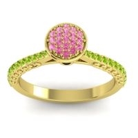 Pink Tourmaline Fashion Ring In 14k Yellow Gold With Black Onyx And Peridot – Havya Statement Ring