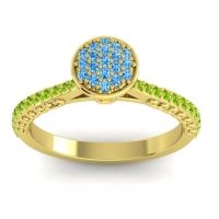 Swiss Blue Topaz Fashion Ring In 14k Yellow Gold With Citrine And Peridot – Havya Statement Ring