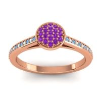 Amethyst Fashion Ring In 14K Rose Gold With Swiss Blue Topaz And Aquamarine – Jalaksa Simple Ring