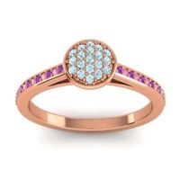 Aquamarine Fashion Ring In 14K Rose Gold With Amethyst And Pink Tourmaline – Jalaksa Simple Ring
