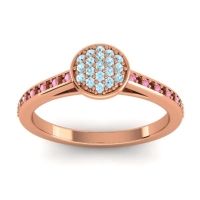 Aquamarine Fashion Ring In 14K Rose Gold With Pink Tourmaline And Garnet – Jalaksa Simple Ring