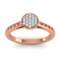 Aquamarine Fashion Ring In 14K Rose Gold With Pink Tourmaline And Ruby – Jalaksa Simple Ring