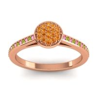 Citrine Fashion Ring In 14K Rose Gold With Pink Tourmaline And Peridot – Jalaksa Simple Ring