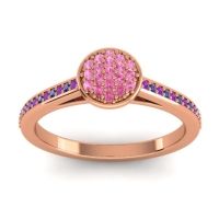 Pink Tourmaline Fashion Ring In 14K Rose Gold With Amethyst And Blue Sapphire – Jalaksa Simple Ring