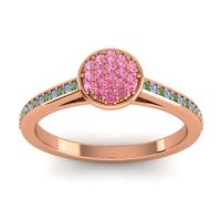 Pink Tourmaline Fashion Ring In 14K Rose Gold With Emerald And Swiss Blue Topaz – Jalaksa Simple Ring