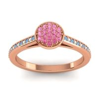 Pink Tourmaline Fashion Ring In 14K Rose Gold With Swiss Blue Topaz And Aquamarine – Jalaksa Simple Ring