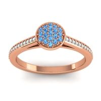 Swiss Blue Topaz Fashion Ring In 14K Rose Gold With Aquamarine – Jalaksa Simple Ring
