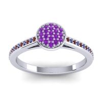 Amethyst Fashion Ring In 14k White Gold With Garnet And Blue Sapphire – Jalaksa Simple Ring