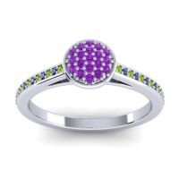 Amethyst Fashion Ring In 14k White Gold With Peridot And Blue Sapphire – Jalaksa Simple Ring