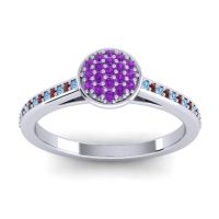 Amethyst Fashion Ring In 14k White Gold With Swiss Blue Topaz And Garnet – Jalaksa Simple Ring